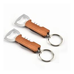 Openers Duurzame roestvrijstalen sleutelhanger Corrosionresistente Anti Wear Keyring Red Wine Bottle Opener Key Chians For Men Women SN2327 DHT79