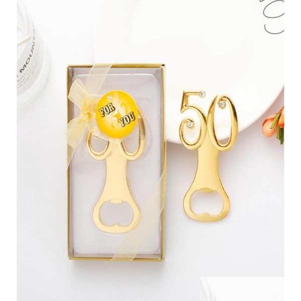 Ouvreurs Golden Wedding Souvenirs Digital 50 Bottle Opender 50th Birthday Anniversary Gift for Guest Party Favor LX35391710202 DROP DE DHMCU