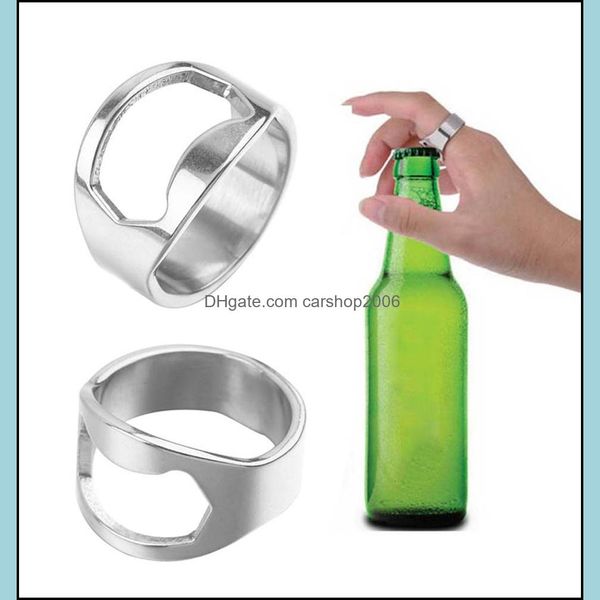 Ouvre-bouteilles Ouvre-bouteille de bière en acier inoxydable 22 mm Portable Mini anneau en forme de bague en forme de doigt Dhwyr