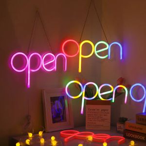 Abricos LED Store Open Neon Light Light USB Busines Signos publicitarios Ligera Compras de luces Neon Billboard para bares Café