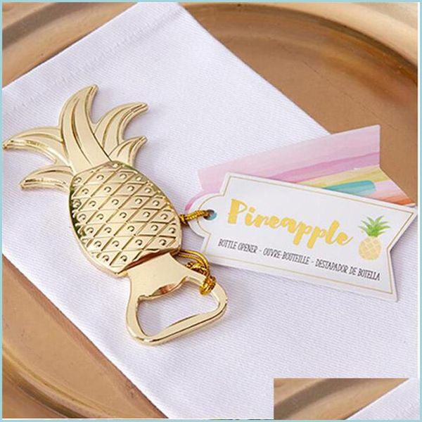 Ouvre-bouteilles de bière en métal Ananas Ouvre-bouteille Décoration de fête Fournitures Or Ananas Faveurs de mariage Cadeaux Ménage Cuisine Bar Gadgets Dhl59