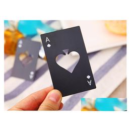 Openers nieuwe stijlvolle zwarte bierflesopener poker speelkaart aas van schoppen bar gereedschap soda cap cadeau keuken gadgets tools drop deli dhbvj