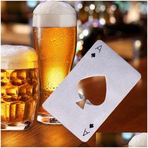 Openers Poker Card Opener Bierfles Zwart/Sier Rvs Bar Keuken Winkel Soda Drop Levering Thuis Tuin Dineren Dhfpj