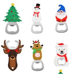 Openers Draagbare Kerst Flesopener Roestvrij Staal Sneeuwpop Kerstboom Beer Herten Kerstman Vormige Gift Keuken Tool Drop Levering Ho Dhmg9