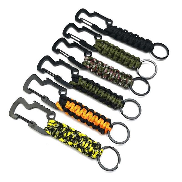 Openers Draagbare Outdoor Gevlochten Paraplu Koord Sleutelhanger Flesopener Mtifunctional Karabijnhaak Sleutelhanger Hanger Wilderness Sur Dhgarden Dhh2F