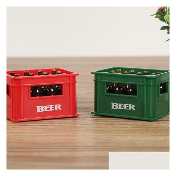 Ouvre-bouteilles en forme de boîte à bière rouge et verte, boîte en plastique créative créative à trois niveaux, ouvre-bouteille avec logo personnalisé, livraison DHWED
