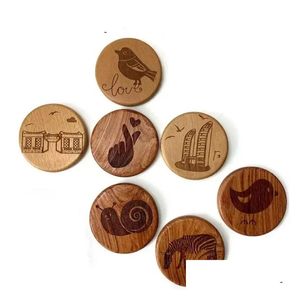 Forme ronde bricolage ouvre-bouteille en bois Coaster vierge réfrigérateur aimant décoration bouteilles de bière ouvre-bouteilles graver logo en gros SS0416 Ottbp