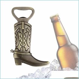 Openers Vintage Bronze Alloy Cowboy Boot Shape Flesopener Persoonlijkheid Bar Keuken Tool Soda Beer Cap Favor cadeau Drop Deli DH3LV