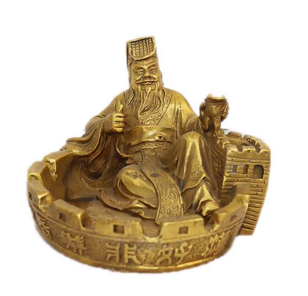 Ouverture des bronzes Feng Shui moins que la Grande Muraille non brillant cuivre dragon roi stylo laver cendrier en cuivre artisanat décoration