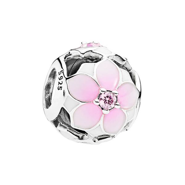 ABOJO DE FLUERA DE MAGNOLA PINK MAGNOLIA PINA CAJA ORIGINAL PARA PANDORA STERLING BRACELT BABLEA MUJERES Joyas para niñas Hacer accesorios CZ Diamond Charms