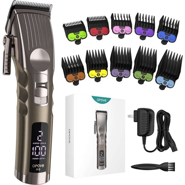 Opove H6 Professional Caballer/recortador de cabello inalámbrico - Herramienta de corte de cabello de calidad de salón para hombres y mujeres, tiempo de ejecución de 3.5h, pantalla LCD