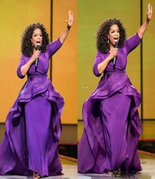 Oprah Winfrey Robes de soirée gaine Robes de célébrités Middle East Dubaï style arabe robe de fête de soirée violette formelle plus taille wo2012261