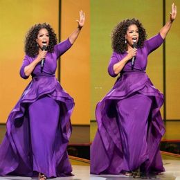 Oprah Winfrey Robes de soirée gaine Robes de célébrités Middle East Dubaï style arabe robe de fête de soirée violette formelle plus taille wo5257703