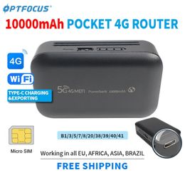 Optfocus 4G LTE Modem portable Router sans fil PowerBank USB TYPEC SIM Card 10000mAh Mifi Mini Pocket WiFi Spot 240424