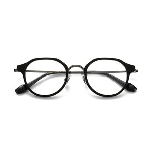 Anteojos ópticos para hombres y mujeres Diseñador retro GMS-636TS Gafas de hoja de moda Marco de titanio Elasticidad detallada Estilo ovalado Placa de lente de luz anti-azul con caja