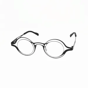Lunettes optiques pour hommes femmes Theo rétro Style rond Anti-bleu titane cadre lunettes avec boîte