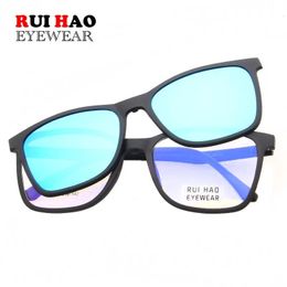 Montura de anteojos ópticos con clip polarizado en gafas de sol Diseño magnético Rui Hao Eyewear Marca Marco de gafas retro 2122 240111