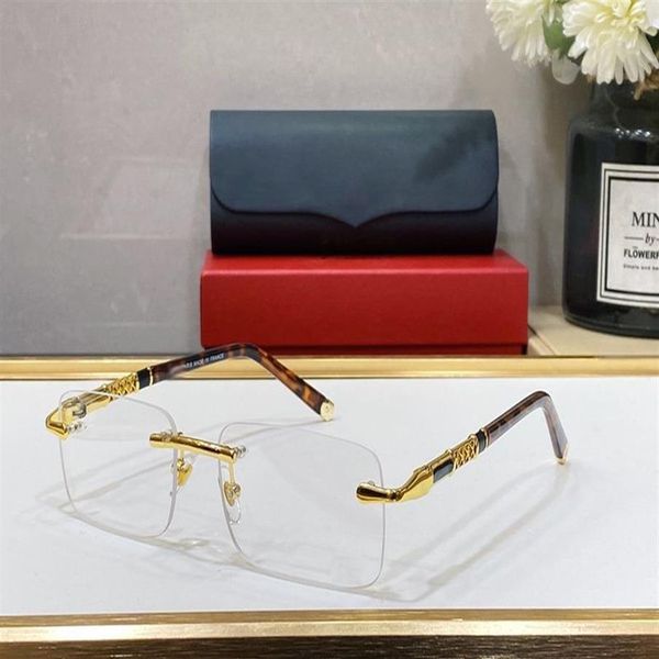 Cadres optiques sans monture or argent cadre en métal lunettes lentille claire rectangle lunettes pour homme unisexe designer lunettes femmes tendance 280H