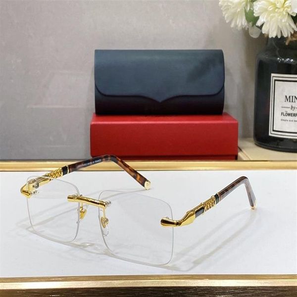 Cadres optiques sans monture or argent métal cadre lunettes lentille claire rectangle lunettes pour homme unisexe designer lunettes femmes à la mode 316M