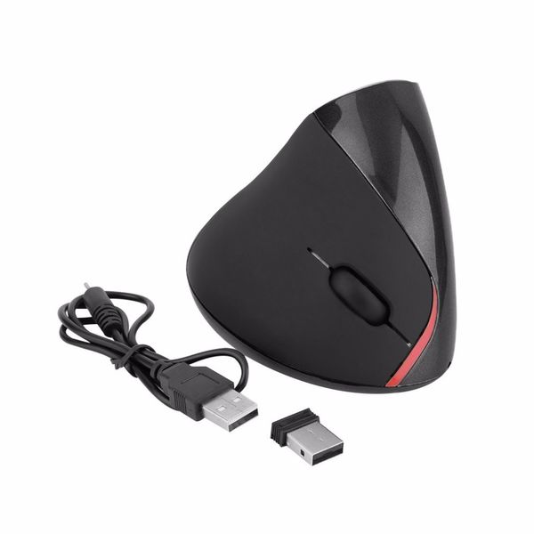 Freeshipping Tecnología láser óptica Control preciso Inalámbrico Ergonómico Óptico vertical 1600 DPI Ratón USB Ratón óptico 5D para PC portátil