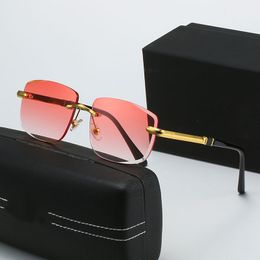 Lentilles optiques lunettes de soleil sans monture temples polis en métal lentilles multicolores de luxe à profil bas lunettes de conduite pour hommes personnes qui réussissent