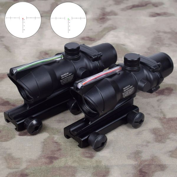 Óptica ACOG 4x32 1x32 Fibra real Optica Red Dot Red Chevron Glass Grabado Retícula Táctica Táctica óptica Caza de caza Vista óptica