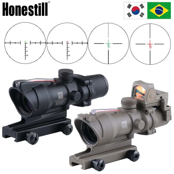 Optics ACOG 4x32 Real Fiber Optics Red Green Dot illuminé 4 styles réticule avec RMR Facultatif pour la chasse au fusil Airsoft tactique