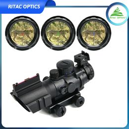 Optiek Prisma Scope 4x32 Tactische Richtkijkers met Rood Groen Blauw Verlicht Richtkruis Acog Scope Fit voor Picatinny of Weaver Rail voor de jacht