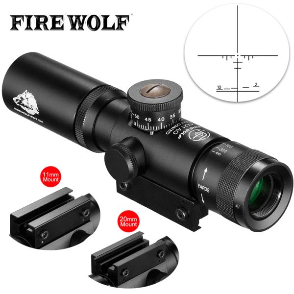 Optics SS2 4x21 AO Contrôle de chasse compacte Portée de vue optique tactique Verre de vue de réticule gravé Riflescopes avec capuchons de lentilles ouvertes flip