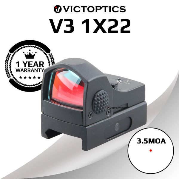 Optics Victoptics V3 1x22 Red Dot Sight 3,5Moa 6 niveaux Intensité 17x23 mm Closein Générat Générat Stendra Optical Scope Fit Airsoft