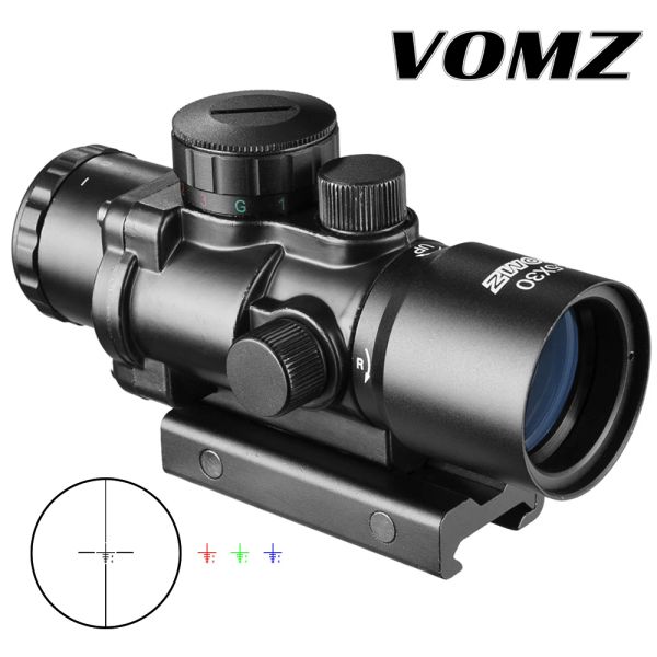 Optics Vomz 3.5x30 RVB Laser Sight Dot Dot Triilluminated Tactical Combo Compact Scope Fiber Optics Green Sight