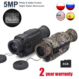 Optica WG540 Infrarood Digitale nacht Visie Monoculairs met 8G TF -kaart Volledig donker 5x40 200m Bereik Hunting Monocular Night Vision Device