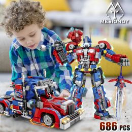 Optimus Prime Transformers Robot Building Kit 2 In 1 Transformers Robot Model Bouwstenen speelgoed voor jongens, meisjes, kinderen 686 %