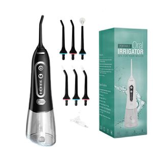 Irrigateur oral 5 modes Jet d'eau dentaire rechargeable portable 6 buses étanche 300ML réservoir d'eau Flosser pour le blanchiment des dents 230202