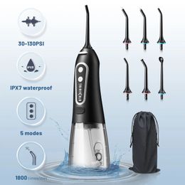 Irrigateur oral USB Flosser d'eau rechargeable Portable Jet d'eau dentaire 300ML Réservoir d'eau Nettoyeur de dents étanche pour soins bucco-dentaires240129