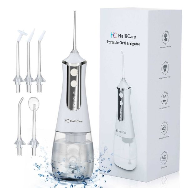 Irrigadores orales Otra higiene 350ML USB Recargable Dental Flosser de agua 5 Boquillas Jet IPX6 Limpiador de dientes portátil 221215