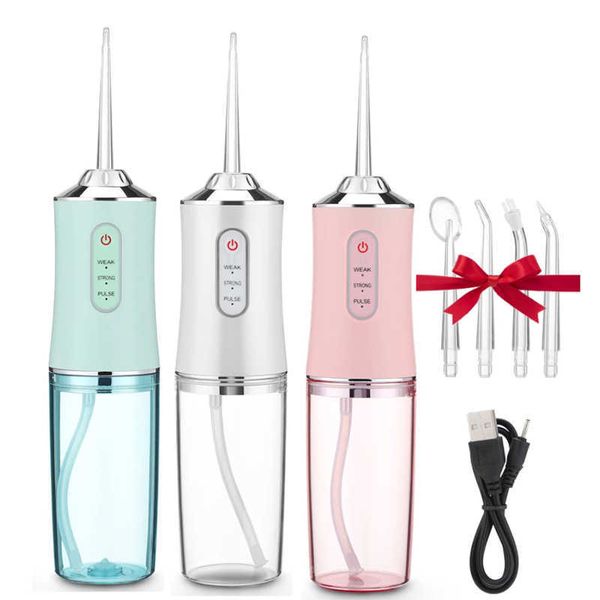 Irrigadores orales Otra higiene 6PCS / Set Flosser Irrigator Portable Water Dental Jet Toothpick 3 Modos Limpiador de dientes Máquina de limpieza de dientes 221215