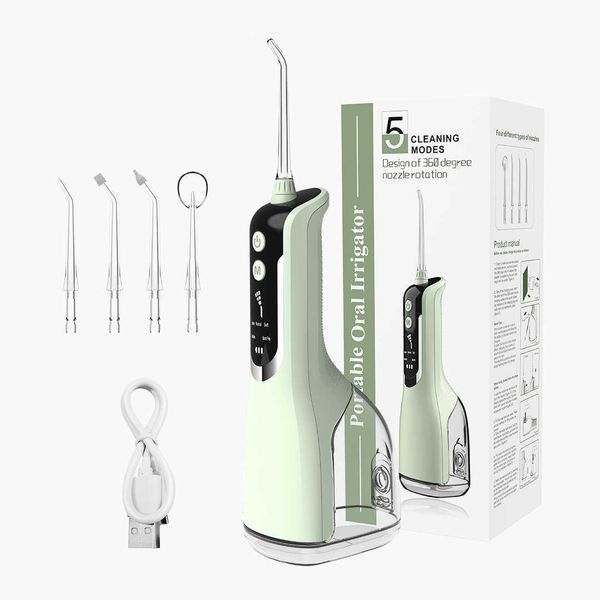 Irrigadores orales Irrigador oral portátil Recargable Chorro de agua dental Flosser Pantalla grande inteligente 330 ml Boquillas de 360 grados para dientes limpios G230523