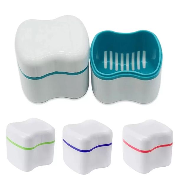 Cajas de baño para dentaduras postizas para el cuidado de los dientes bucales, cajas de almacenamiento para dentaduras postizas dentales con red colgante, caja para limpieza de dientes, cajas para dientes artificiales