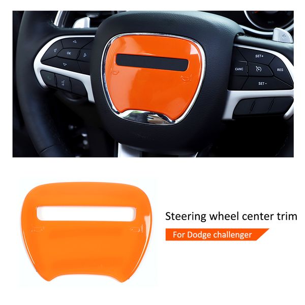 Garniture d'accessoires de couverture de volant de voiture d'abs Orange pour Dodge Challenger/chargeur 2015 UP accessoires d'intérieur de voiture