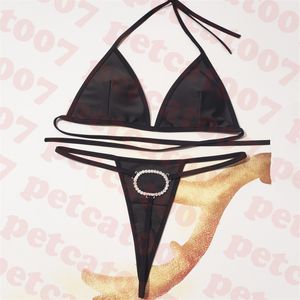 Diamond Thong Bikini Womens Maillot de bain Designer Maillots de bain noirs pour femmes Sexy Strappy Swim Wear