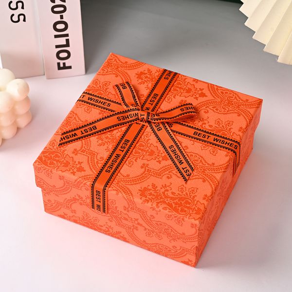 Grande boîte-cadeau avec nœud Orange, boîte-cadeau pour compagnon d'événement de Festival de déesse, boîte d'emballage créative, boîte vide en Stock