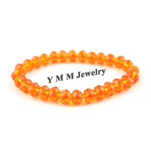 Pulsera de cuentas de cristal facetado de 8mm de Color naranja para mujer, pulseras elásticas de estilo Simple, 20 unids/lote, venta al por mayor