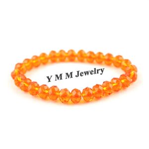 Bracelet de perles de cristal à facettes de 8 mm de couleur orange pour femmes, bracelets extensibles de style simple, lot de 20 pièces Whole288k