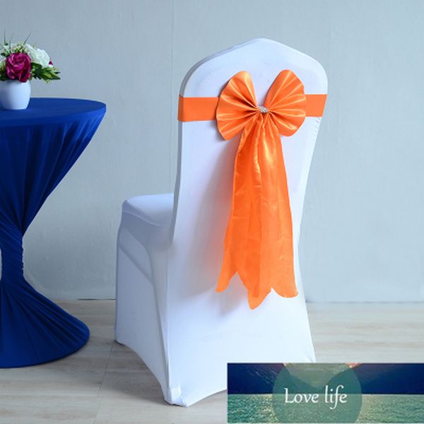 Orange Couleur Chaise Sash Longue Queue Papillon Style Chaise De Mariage Décoration De Luxe Chaise Noeud Papillon En Gros Spandex Sash