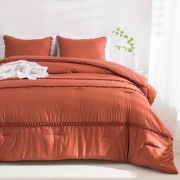 Sydcommerce Orange Comforter Set en tamaño completo, 3 piezas Conjunto de edredón, microfibra suave alternativa de edredón alternativo para toda la temporada