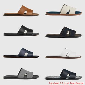 Oranje Designer Slippers voor Heren Izmir Leren Flats Slides claquettes sandles luxe Mode Luxe Man Sandaal Inermes Sliders hermys hemers Maat 38-48