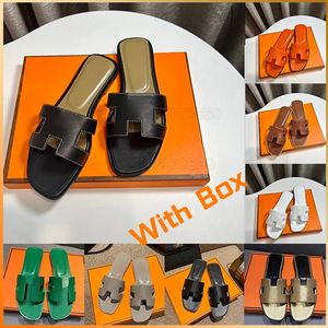 Orange Designer Slippers for Womens Ladies Oranne Leather Flats Slides Claquettes Sandles Luxe Fashion Woman Sandal Inermes Sliders Hermys Hemers Size 35-42