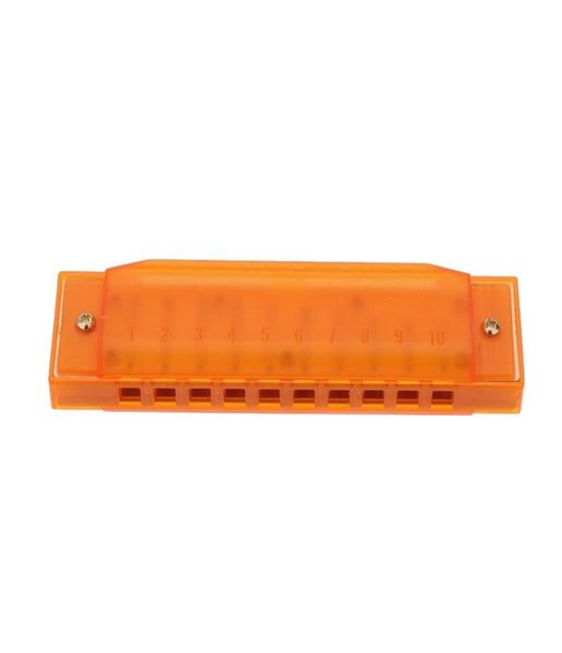 Orange Diatonic Harmonica 10 hoyos Blues Harp Mouth Organ Key of C Reed Instrument With Case Kid Musical Toy Green9847092