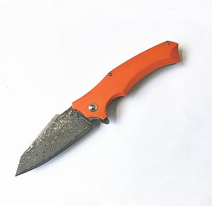 Couteau pliant Orange Flipper VG10 lame en acier damas feuille d'acier + poignée G10 Camping en plein air randonnée roulement à billes couteaux pliants